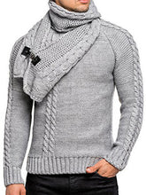 Load image into Gallery viewer, Men&#39;s fashionable scarf pullover solid color twist knitted sweater top