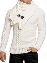 Load image into Gallery viewer, Men&#39;s fashionable scarf pullover solid color twist knitted sweater top