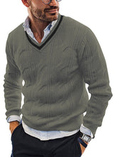 Load image into Gallery viewer, Men&#39;s Fashionable V-Neck Slim Fit Long Sleeve Knitted Sweater