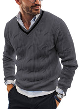 Load image into Gallery viewer, Men&#39;s Fashionable V-Neck Slim Fit Long Sleeve Knitted Sweater
