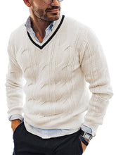 Load image into Gallery viewer, Men&#39;s Fashionable V-Neck Slim Fit Long Sleeve Knitted Sweater