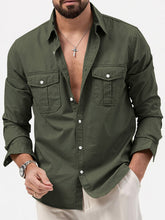 Load image into Gallery viewer, Men&#39;s new multi-pocket casual long-sleeved shirt top
