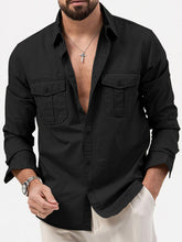 Load image into Gallery viewer, Men&#39;s new multi-pocket casual long-sleeved shirt top