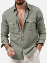 Load image into Gallery viewer, Men&#39;s new multi-pocket casual long-sleeved shirt top