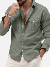 Load image into Gallery viewer, Men&#39;s new multi-pocket casual long-sleeved shirt top