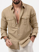 Load image into Gallery viewer, Men&#39;s new multi-pocket casual long-sleeved shirt top