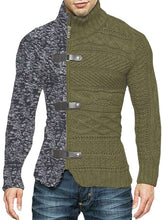 Load image into Gallery viewer, Men&#39;s high -necked color skin buckle long -sleeved knit sweater cardigan