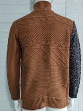 Load image into Gallery viewer, Men&#39;s high -necked color skin buckle long -sleeved knit sweater cardigan