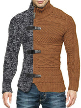 Load image into Gallery viewer, Men&#39;s high -necked color skin buckle long -sleeved knit sweater cardigan