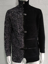 Load image into Gallery viewer, Men&#39;s high -necked color skin buckle long -sleeved knit sweater cardigan