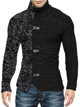 Load image into Gallery viewer, Men&#39;s high -necked color skin buckle long -sleeved knit sweater cardigan