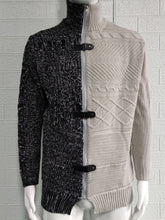 Load image into Gallery viewer, Men&#39;s high -necked color skin buckle long -sleeved knit sweater cardigan
