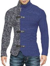 Load image into Gallery viewer, Men&#39;s high -necked color skin buckle long -sleeved knit sweater cardigan