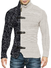 Load image into Gallery viewer, Men&#39;s high -necked color skin buckle long -sleeved knit sweater cardigan