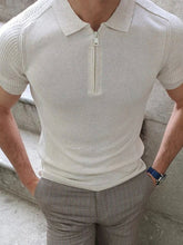 Load image into Gallery viewer, Men&#39;s new knitted sweater slim fit polo collar short-sleeved top