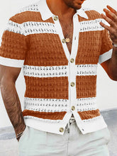 Load image into Gallery viewer, Men&#39;s new lapel short-sleeved color-blocked cardigan