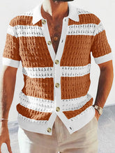 Load image into Gallery viewer, Men&#39;s new lapel short-sleeved color-blocked cardigan