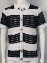 Load image into Gallery viewer, Men&#39;s new lapel short-sleeved color-blocked cardigan