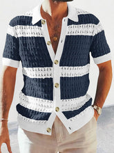 Load image into Gallery viewer, Men&#39;s new lapel short-sleeved color-blocked cardigan