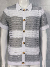 Load image into Gallery viewer, Men&#39;s new lapel short-sleeved color-blocked cardigan