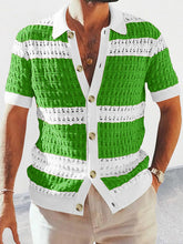 Load image into Gallery viewer, Men&#39;s new lapel short-sleeved color-blocked cardigan
