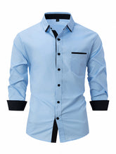 Load image into Gallery viewer, Men&#39;s Color Block Business Slim Casual Shirt Long Sleeve Shirt