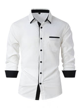 Load image into Gallery viewer, Men&#39;s Color Block Business Slim Casual Shirt Long Sleeve Shirt