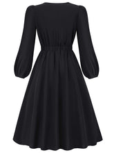 Load image into Gallery viewer, Women&#39;s round neck bow A-line mid-length dresses