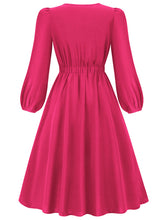 Load image into Gallery viewer, Women&#39;s round neck bow A-line mid-length dresses