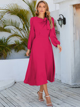 Load image into Gallery viewer, Women&#39;s round neck bow A-line mid-length dresses