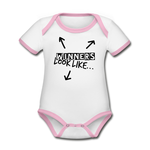 The Winning Look Short Sleeve Baby Bodysuit - white/pink