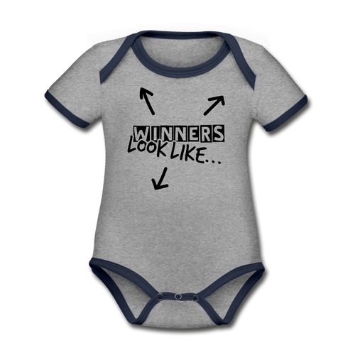 The Winning Look Short Sleeve Baby Bodysuit - heather gray/navy