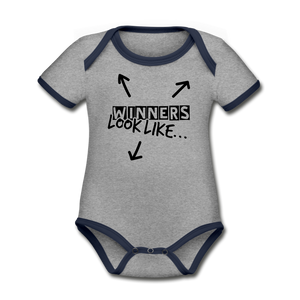 The Winning Look Short Sleeve Baby Bodysuit - heather gray/navy