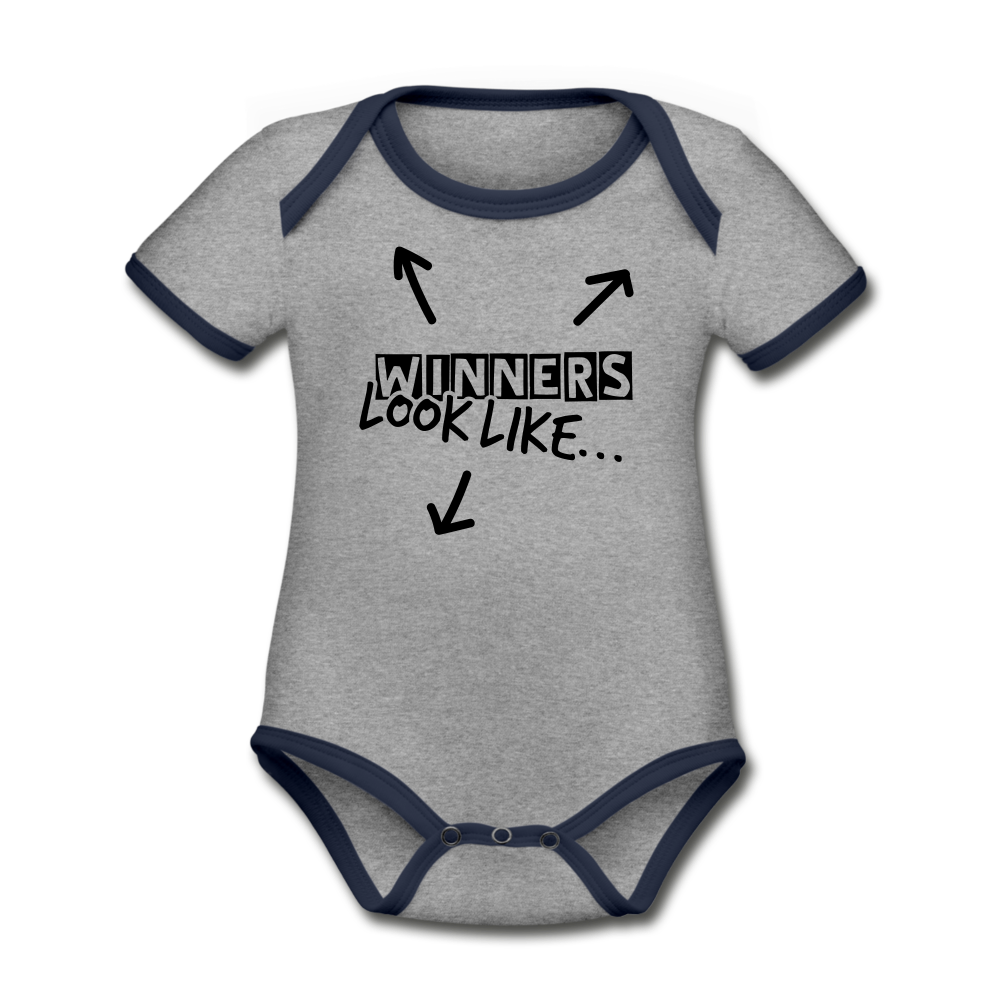 The Winning Look Short Sleeve Baby Bodysuit - heather gray/navy