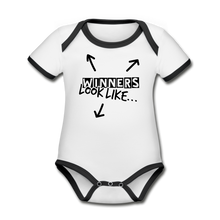 Load image into Gallery viewer, The Winning Look Short Sleeve Baby Bodysuit - white/black