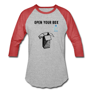 Open Your Box I C WORTH Baseball T-Shirt - heather gray/red