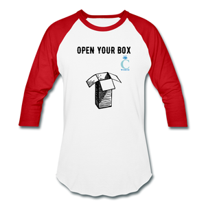 Open Your Box I C WORTH Baseball T-Shirt - white/red