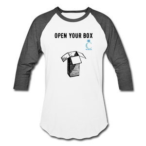 Open Your Box I C WORTH Baseball T-Shirt - white/charcoal