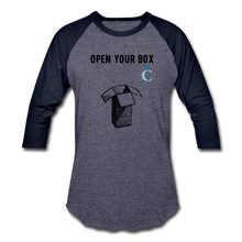 Load image into Gallery viewer, Open Your Box I C WORTH Baseball T-Shirt - heather blue/navy
