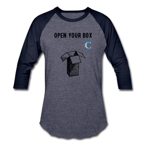Open Your Box I C WORTH Baseball T-Shirt - heather blue/navy