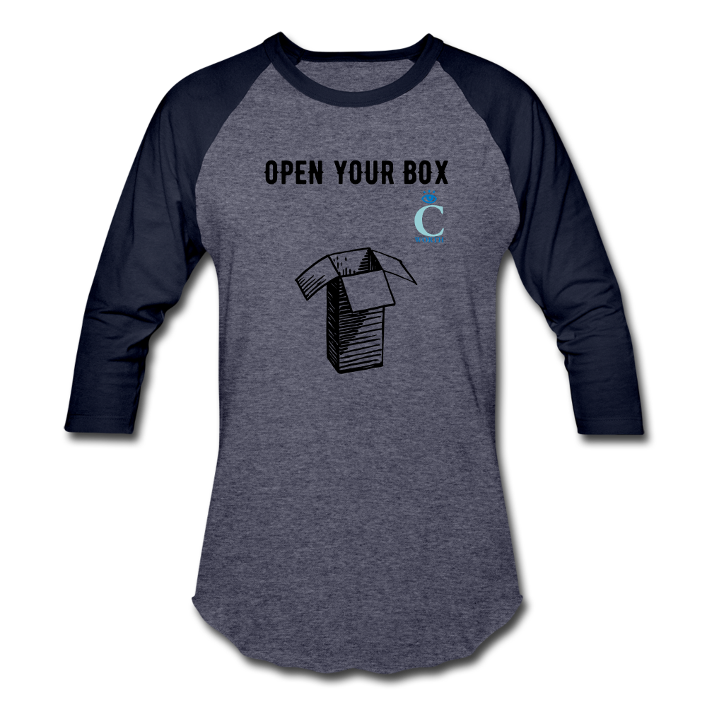 Open Your Box I C WORTH Baseball T-Shirt - heather blue/navy