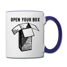 Load image into Gallery viewer, Open Your Box Coffee Mug - white/cobalt blue