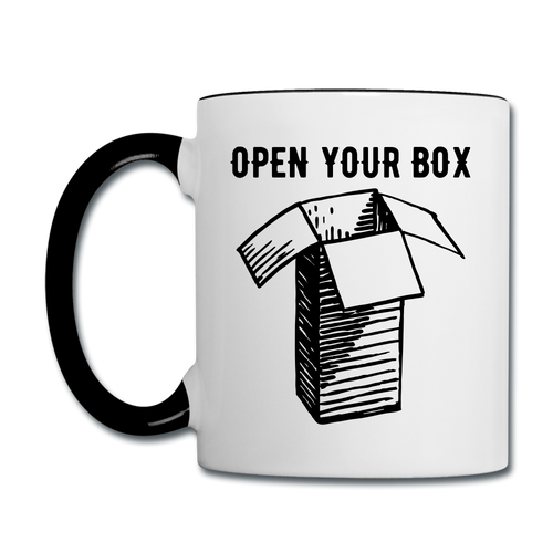 Open Your Box Coffee Mug - white/black