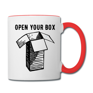 Open Your Box Coffee Mug - white/red