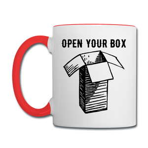 Open Your Box Coffee Mug - white/red