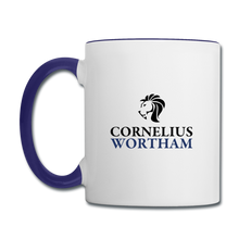 Load image into Gallery viewer, Cornelius Wortham Coffee Mug - white/cobalt blue