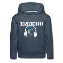 Load image into Gallery viewer, Listen I C WORTH Kids‘ Premium Hoodie - heather denim