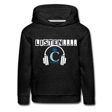 Load image into Gallery viewer, Listen I C WORTH Kids‘ Premium Hoodie - charcoal grey