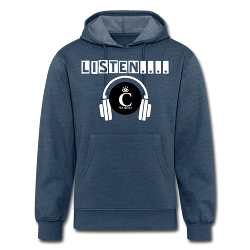 LISTEN I C WORTH Unisex Organic Hoodie - heather navy