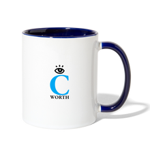 Load image into Gallery viewer, DETERMINED Contrast Coffee Mug - white/cobalt blue
